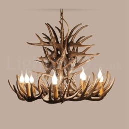 Lampadario retrò in corna di cervo artistico rustico a 9 luci