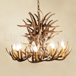 Lampadario retrò in corna di cervo artistico rustico a 9 luci