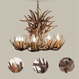 Lampadario retrò in corna di cervo artistico rustico a 9 luci