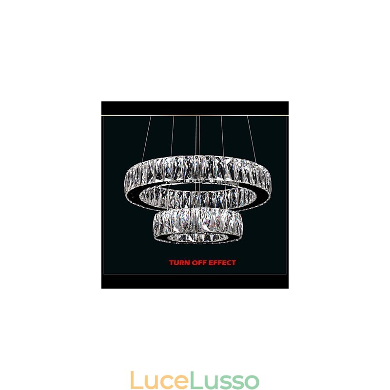 Lampadario di cristallo Luci Illuminazione moderna Due anelli D2040 K9 Grandi lampade da soffitto in cristallo per la casa