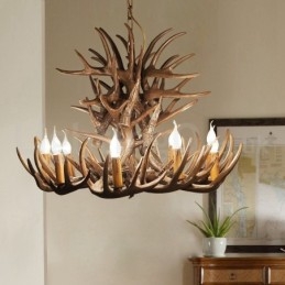 Lampadario retrò in corna di cervo artistico rustico a 9 luci