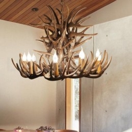 Lampadario retrò in corna di cervo artistico rustico a 9 luci