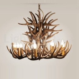 Lampadario retrò in corna di cervo artistico rustico a 9 luci