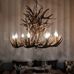 Lampadario retrò in corna di cervo artistico rustico a 9 luci