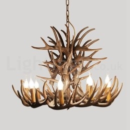 Lampadario retrò in corna di cervo artistico rustico a 9 luci