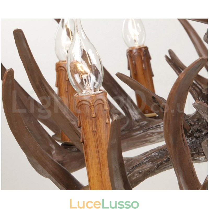 Lampadario retrò in corna di cervo artistico rustico a 9 luci