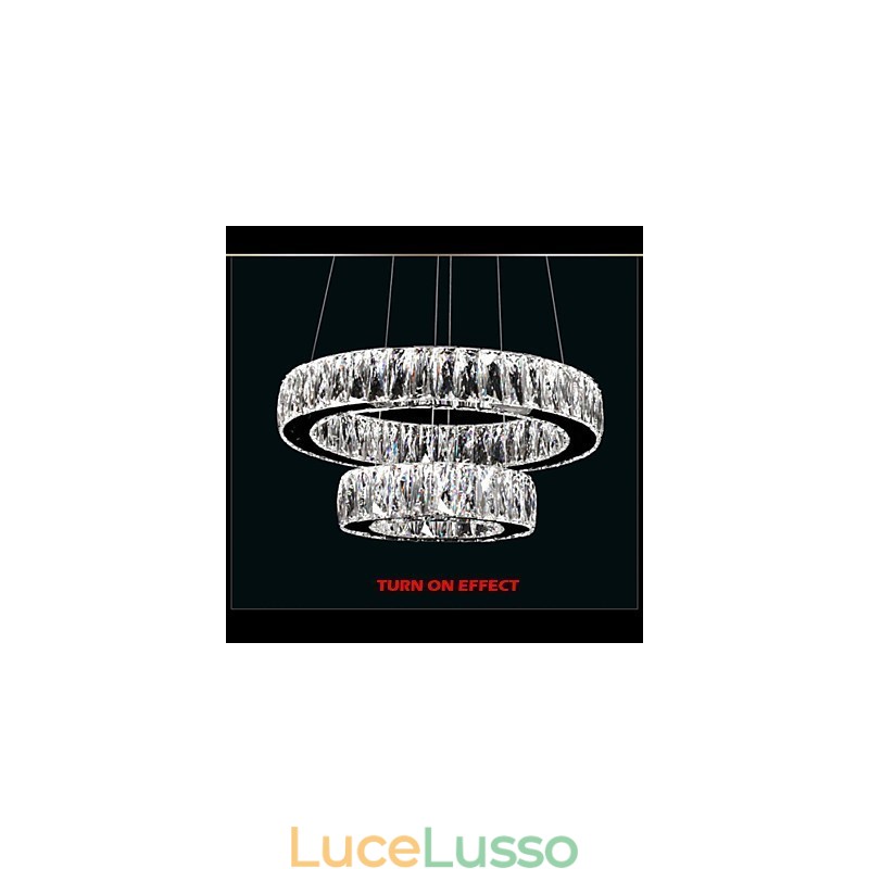 Lampadario di cristallo Luci Illuminazione moderna Due anelli D2040 K9 Grandi lampade da soffitto in cristallo per la casa