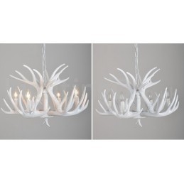 Lampadario rustico artistico retrò a 4 luci in corna di cervo bianco