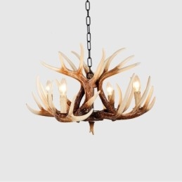 Lampadario antico retrò artistico rustico a 4 luci con corna di cervo