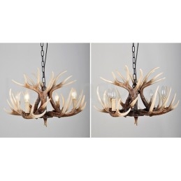 Lampadario antico retrò artistico rustico a 4 luci con corna di cervo