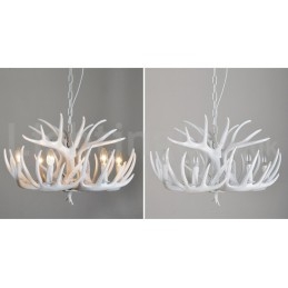 Lampadario rustico artistico retrò in corna di cervo bianco a 6 luci