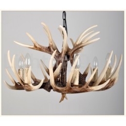 Lampadario vintage retrò in corna di cervo artistico rustico a 6 luci