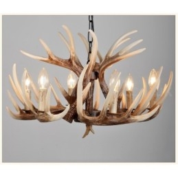 Lampadario vintage retrò in corna di cervo artistico rustico a 6 luci