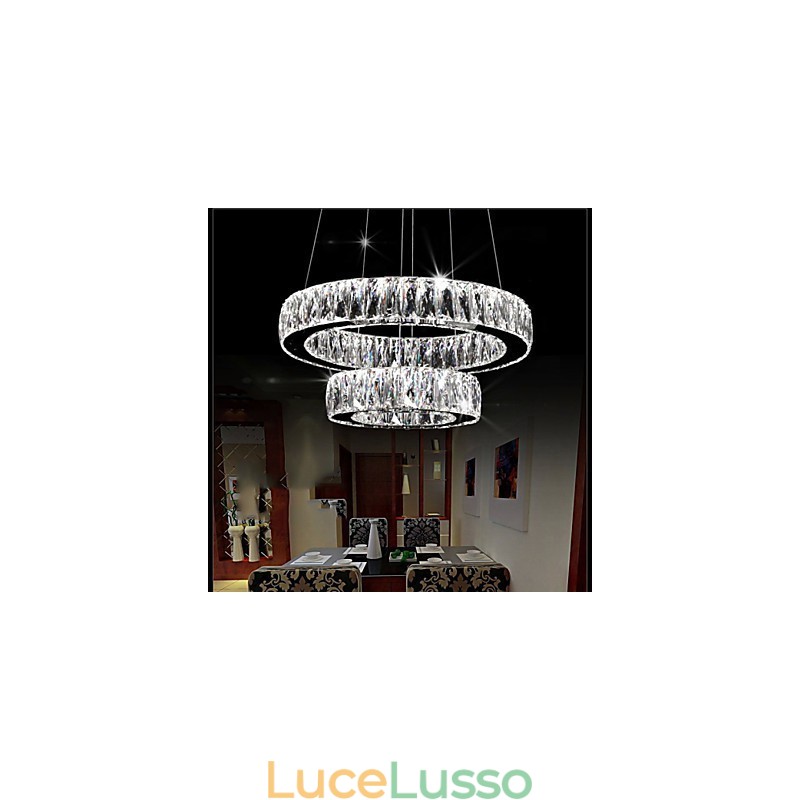 Lampadario di cristallo Luci Illuminazione moderna Due anelli D2040 K9 Grandi lampade da soffitto in cristallo per la casa