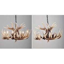 Lampadario vintage retrò in corna di cervo artistico rustico a 6 luci