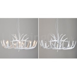 Lampadario rustico artistico retrò in corna di cervo bianco a 9 luci