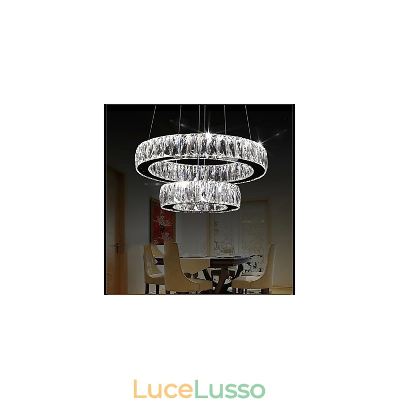 Lampadario di cristallo Luci Illuminazione moderna Due anelli D2040 K9 Grandi lampade da soffitto in cristallo per la casa