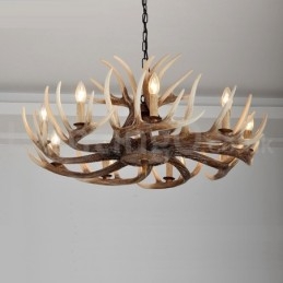 Lampadario vintage retrò in corna di cervo artistico rustico a 9 luci