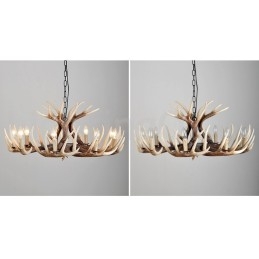 Lampadario vintage retrò in corna di cervo artistico rustico a 9 luci