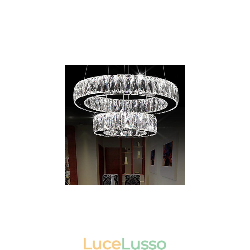 Lampadario di cristallo Luci Illuminazione moderna Due anelli D2040 K9 Grandi lampade da soffitto in cristallo per la casa