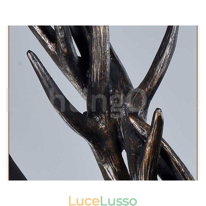 Lampadario vintage in stile retrò rustico artistico a 6 luci, in corna di cervo nere