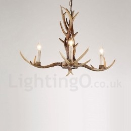 Lampadario a candela vintage retrò in corna di cervo artistico rustico a 3 luci