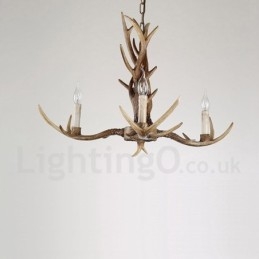 Lampadario a candela vintage retrò in corna di cervo artistico rustico a 3 luci