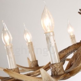 Lampadario a candela vintage retrò in corna di cervo artistico rustico a 6 luci