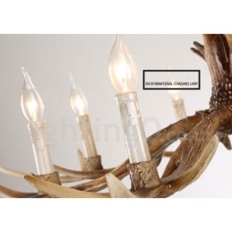 Lampadario a forma di candela vintage retrò in corna di cervo, artistico rustico, a 8 luci