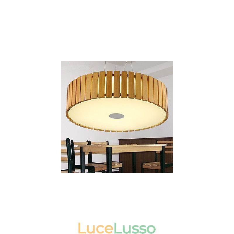 Lampadario Mini Stile Lanterna Legno Bambù