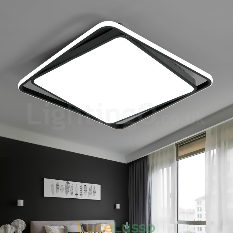 Lampada da soffitto moderna, squisita, quadrata, nera, bianca, montaggio a filo