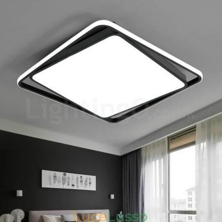 Lampada da soffitto moderna, squisita, quadrata, nera, bianca, montaggio a filo Lampada da soffitto moderna, squisita, quadrata, nera, bianca, montaggio a filo
