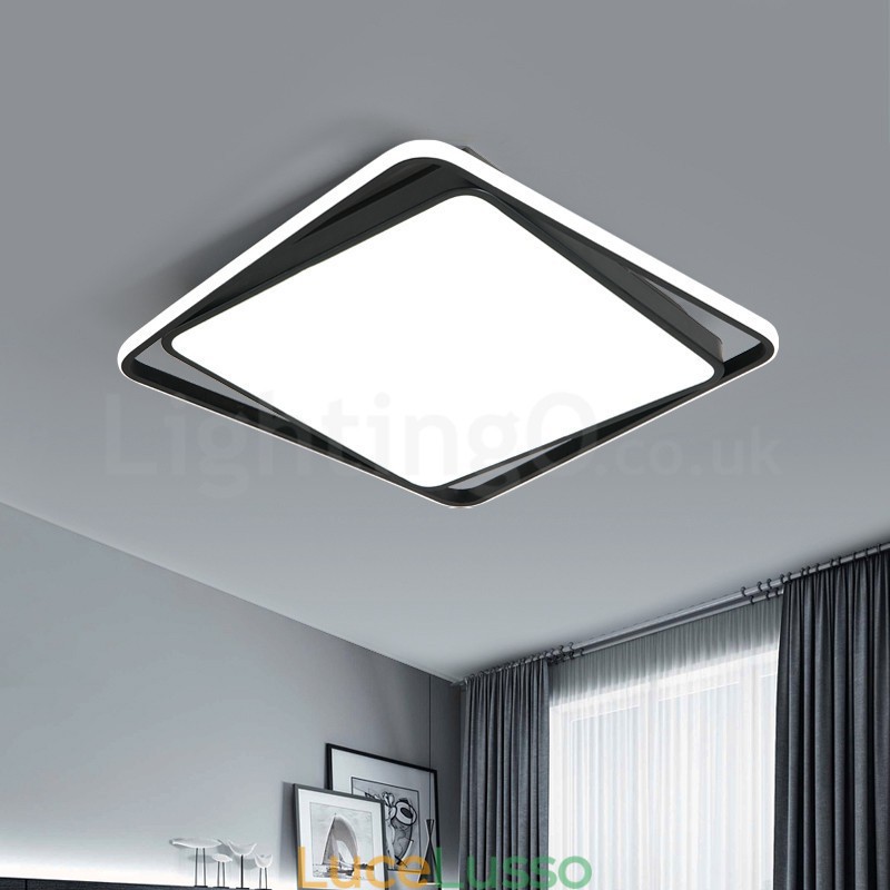 Lampada da soffitto moderna, squisita, quadrata, nera, bianca, montaggio a filo