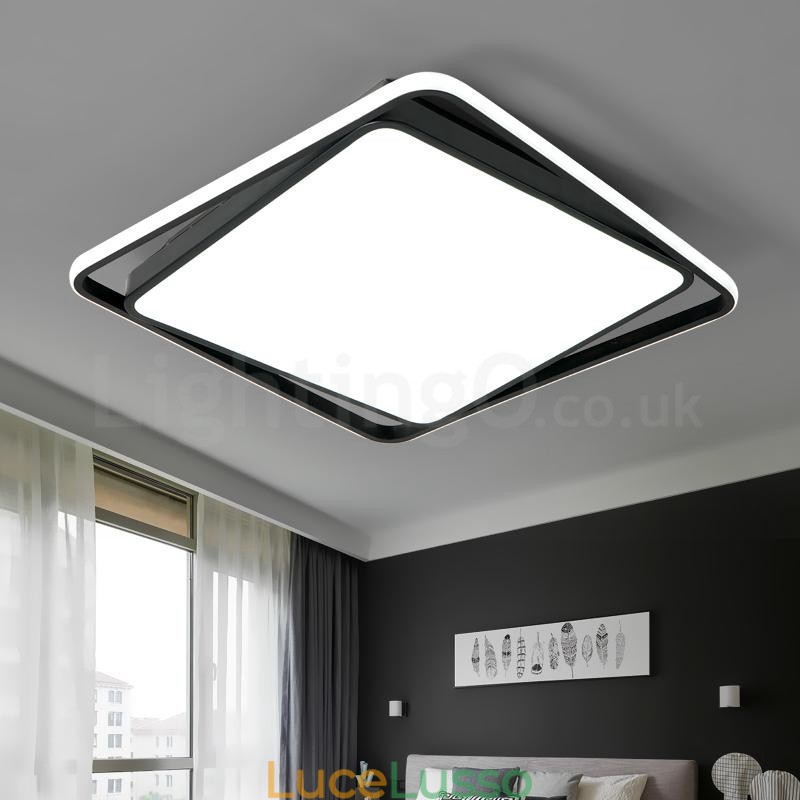 Lampada da soffitto moderna, squisita, quadrata, nera, bianca, montaggio a filo