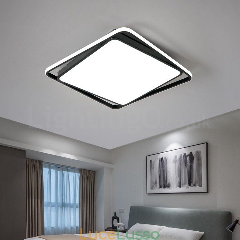 Lampada da soffitto moderna, squisita, quadrata, nera, bianca, montaggio a filo