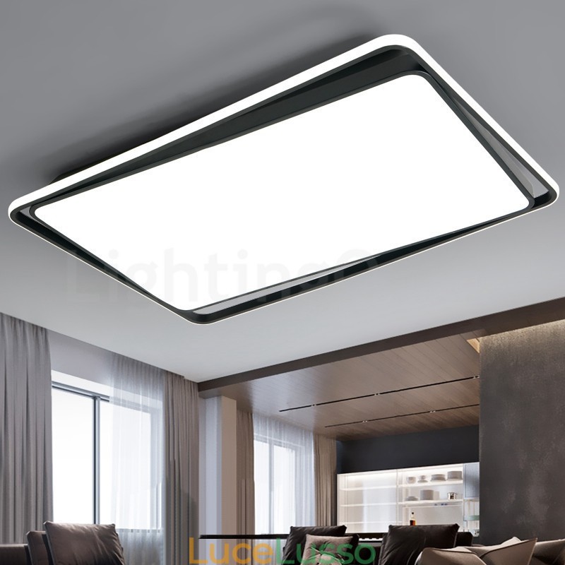 Lampada da soffitto moderna da montare a filo rettangolare bianco e nero