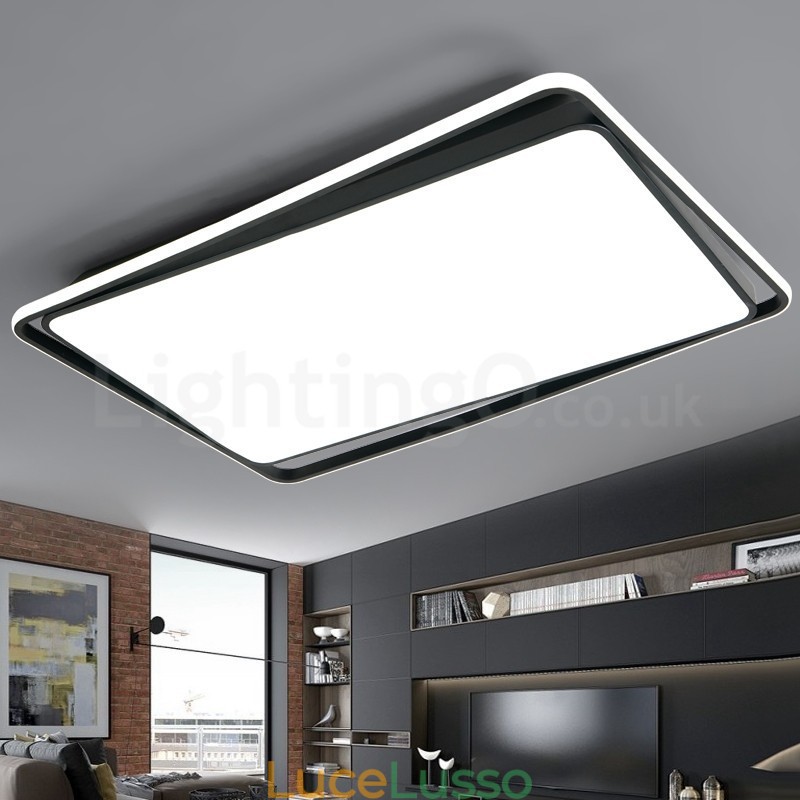 Lampada da soffitto moderna da montare a filo rettangolare bianco e nero