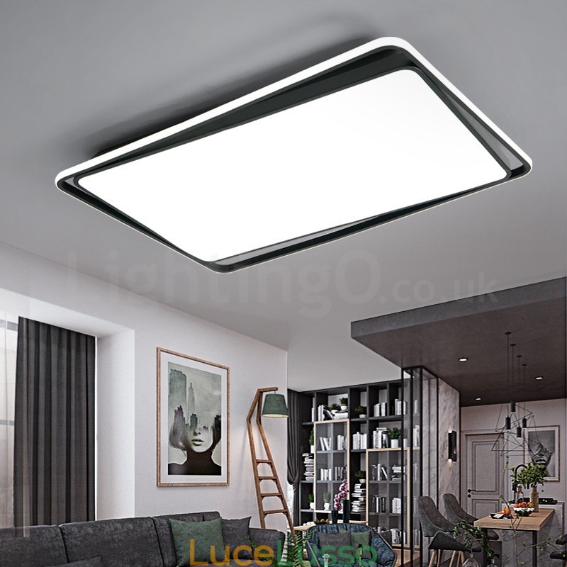 Lampada da soffitto moderna da montare a filo rettangolare bianco e nero