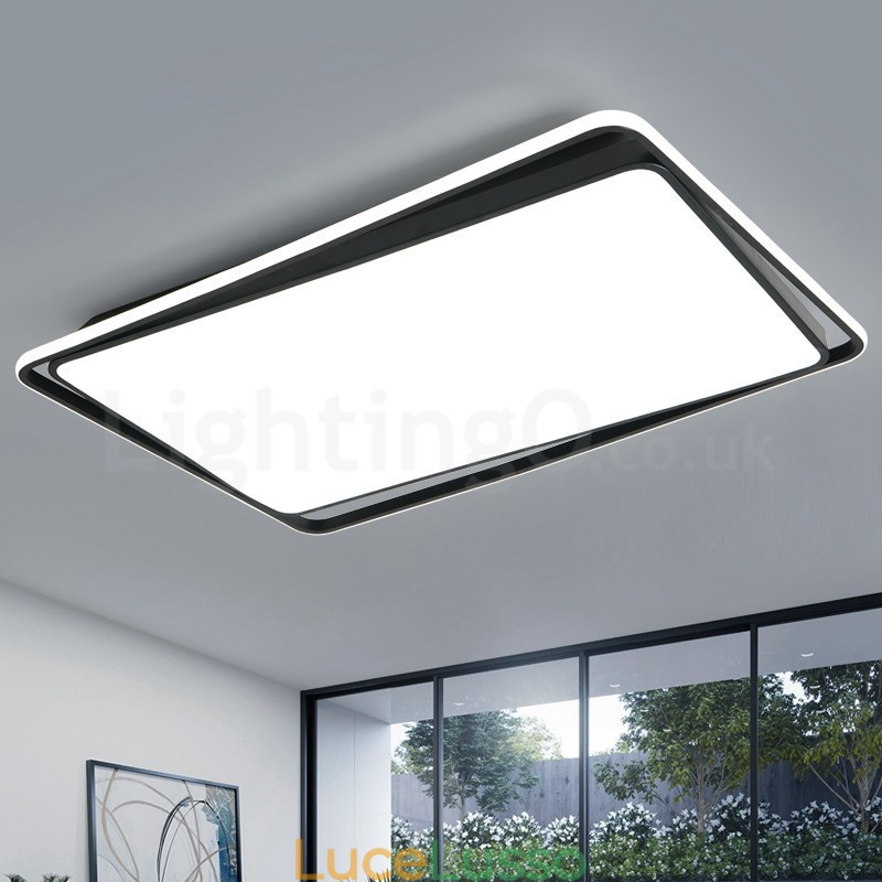 Lampada da soffitto moderna da montare a filo rettangolare bianco e nero