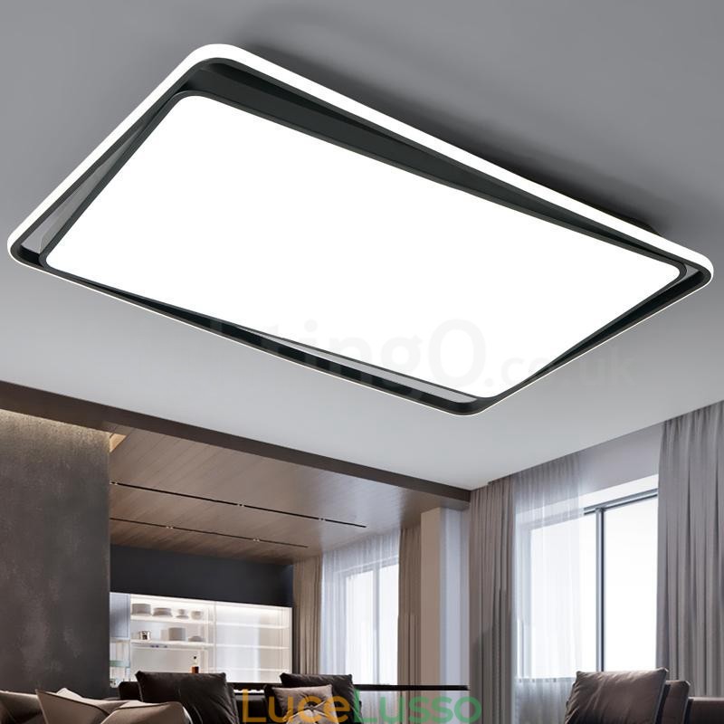 Lampada da soffitto moderna da montare a filo rettangolare bianco e nero