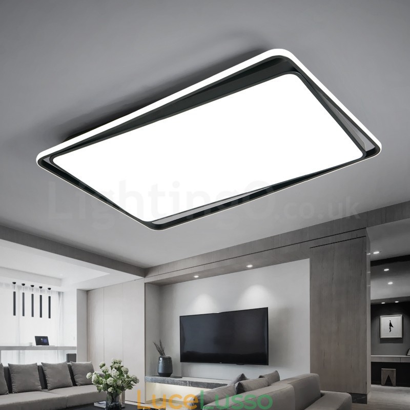 Lampada da soffitto moderna da montare a filo rettangolare bianco e nero