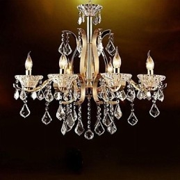 Lampadario in cristallo di ferro battuto dorato di alta qualità a 6 luci