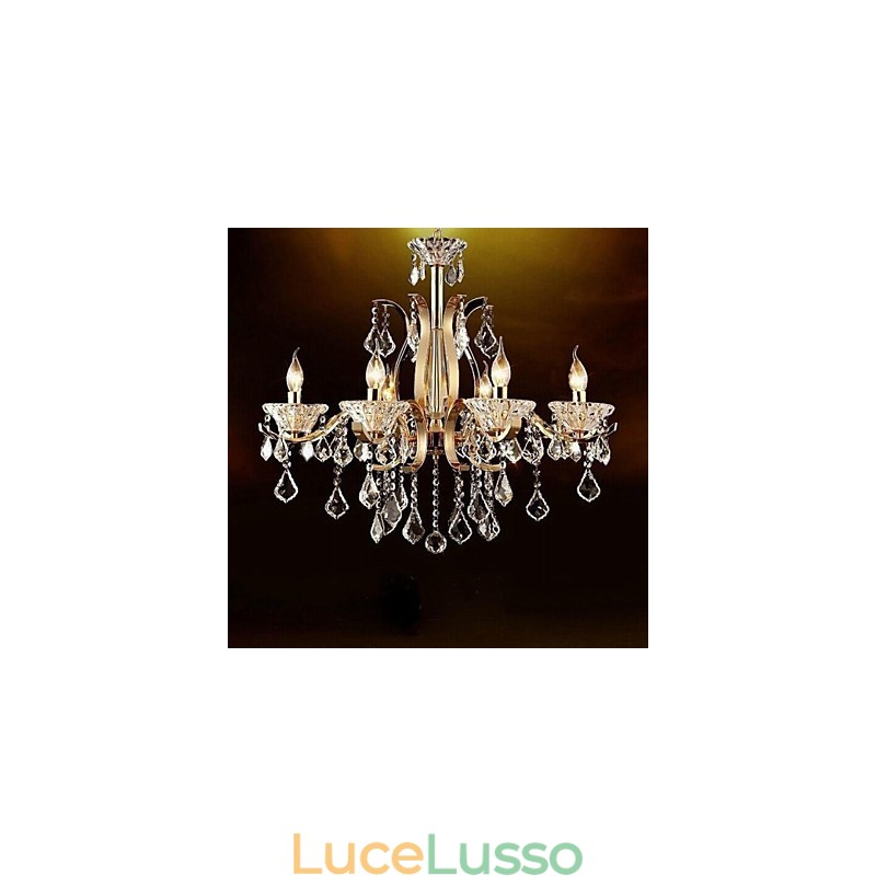 Lampadario in cristallo di ferro battuto dorato di alta qualità a 6 luci