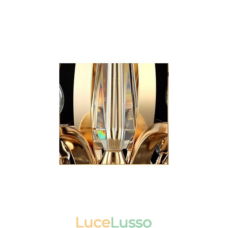 Lampadario in cristallo di ferro battuto dorato di alta qualità a 6 luci
