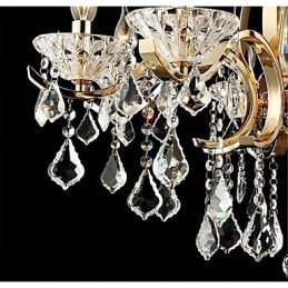 Lampadario in cristallo di ferro battuto dorato di alta qualità a 6 luci