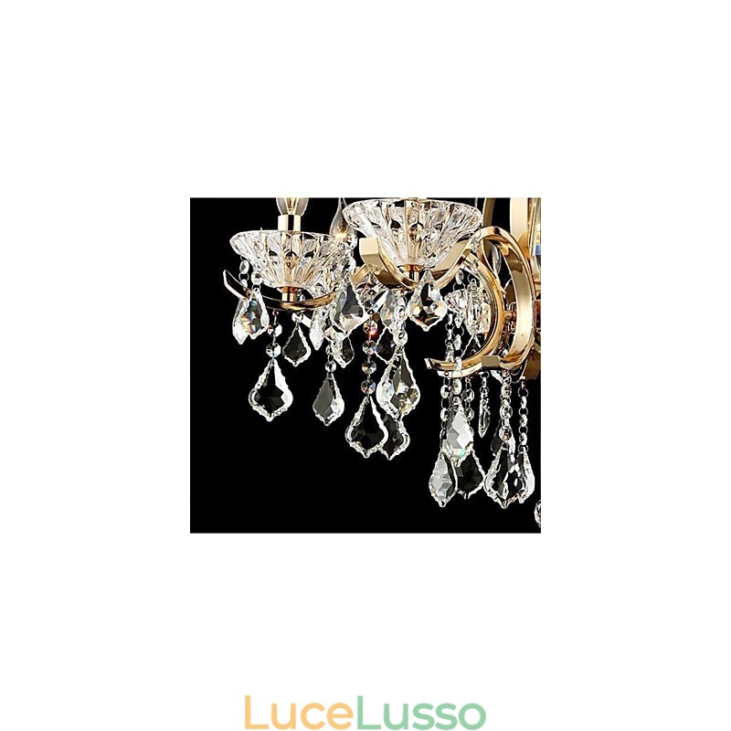 Lampadario in cristallo di ferro battuto dorato di alta qualità a 6 luci