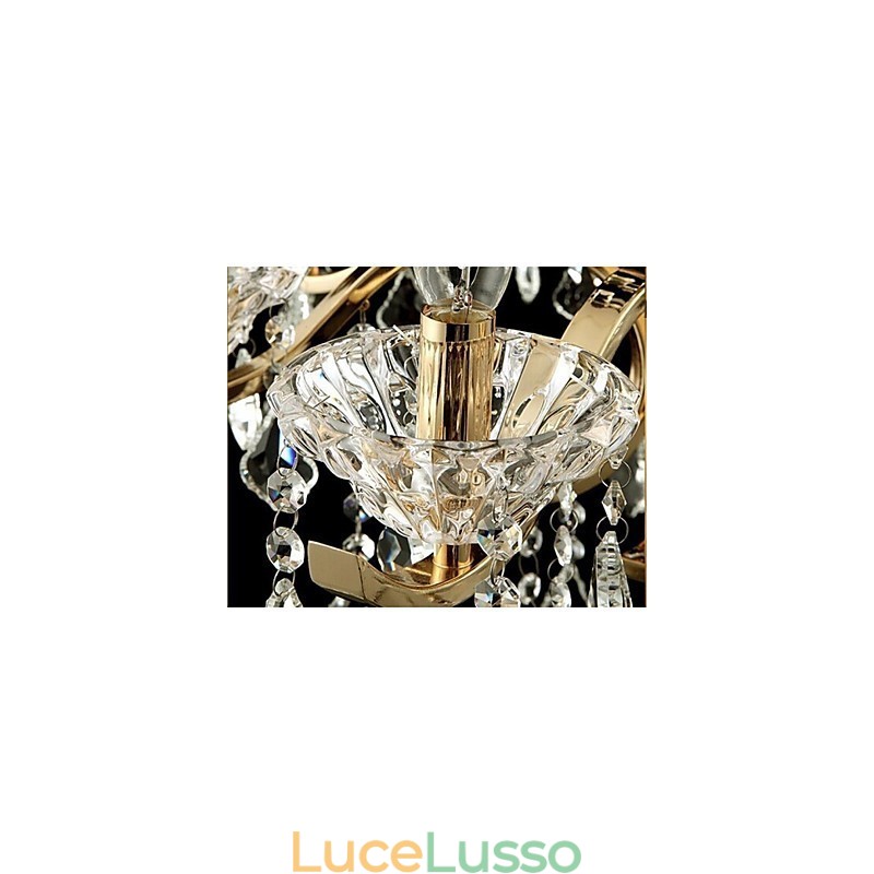 Lampadario in cristallo di ferro battuto dorato di alta qualità a 6 luci