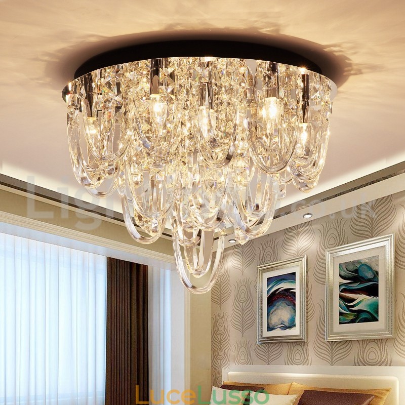 Lampada da soffitto moderna a filo in cristallo di lusso