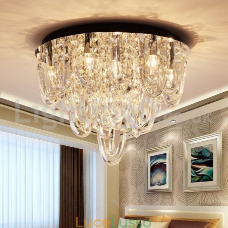 Lampada da soffitto moderna a filo in cristallo di lusso Lampada da soffitto moderna a filo in cristallo di lusso
