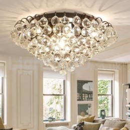 Plafoniere da soffitto in cristallo rotonde contemporanee da 30 cm e 55 cm